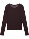 Anine Bing Cropped Fitted Long Sleeve Tee In Burgundy