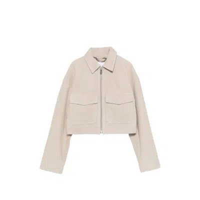 Anine Bing Cropped Goat Suede Jacket In Neutral