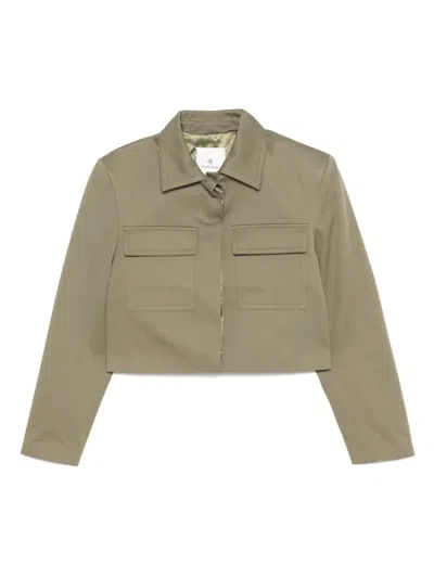 Anine Bing Dayton Cropped Cotton-twill Jacket In Green
