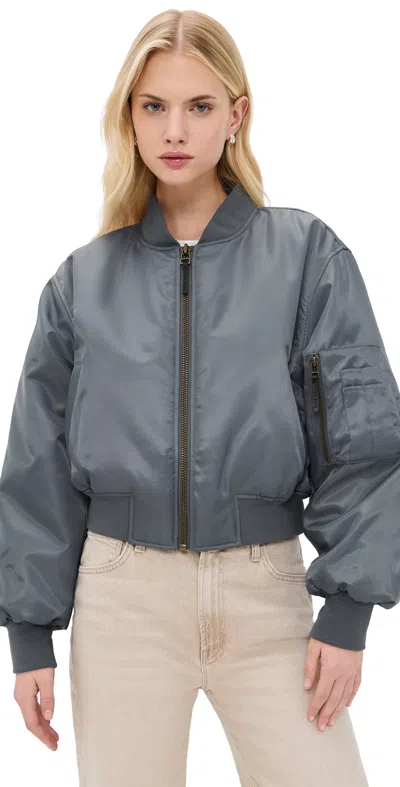 Anine Bing Cropped Leon Bomber Dark Grey In Gray
