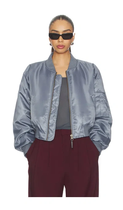 Anine Bing Cropped Leon Bomber In Blue