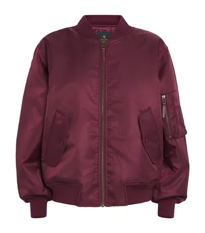 Anine Bing Cropped Leon Bomber Jacket In Burgundy