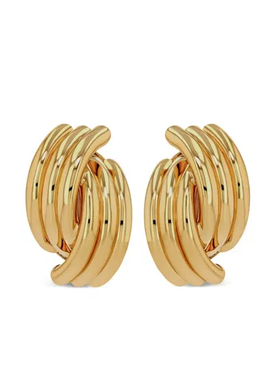 Anine Bing Crossover Ribbed Earrings In Gold