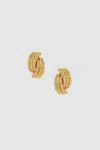 Anine Bing Crossover Ribbed Earrings In Gold In 14k Gold