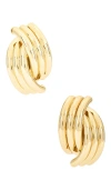 Anine Bing Crossover Ribbed Earrings In 金色