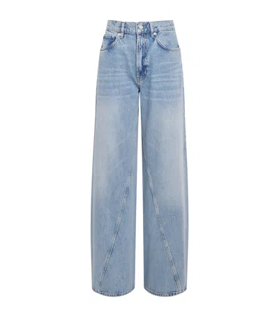 Anine Bing Curved Brie Wide-leg Jeans In Pale Azure
