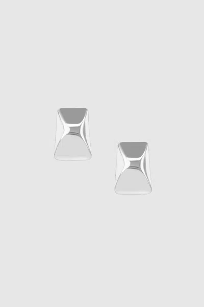 ANINE BING ANINE BING CURVED RECTANGLE EARRINGS IN SILVER