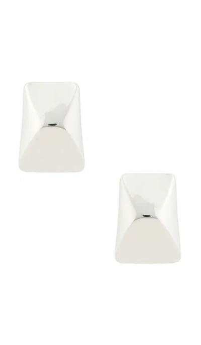 Anine Bing Curved Rectangle Stud In Silver