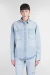 Anine Bing Dante Bleached Blue Denim Shirt In Blue