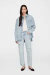 Anine Bing Dante Bleached Blue Denim Shirt In Blue