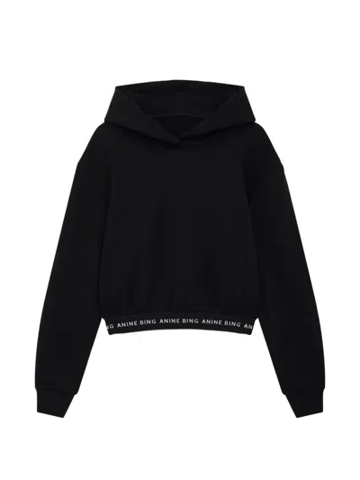 Anine Bing Dany Cropped Hoodie In Black