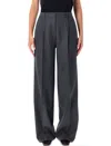 Anine Bing Dark Grey Wide-leg Wool Trousers In Gray