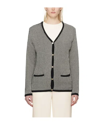 Anine Bing Dave Stripe-pattern Cardigan In White