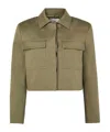 Anine Bing Dayton Cropped Cotton-twill Jacket In Green