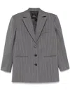 Anine Bing Declan Blazer In Black And Grey Stripe In Grey