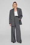 Anine Bing Declan Blazer In Black And Grey Stripe In Black