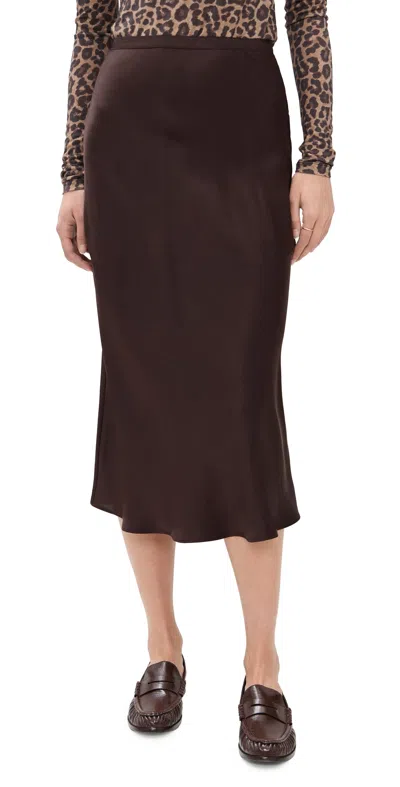 Anine Bing Deep Brown Bar Silk Skirt Dark Brown