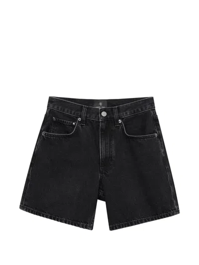 Anine Bing Delaney Black Washed Denim Shorts