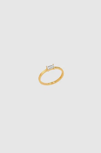 Anine Bing Delicate Baguette Diamond Pinky Ring In 14k Gold