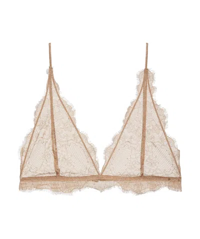 Anine Bing Delicate Lace Traingle-cup Bra In Nude