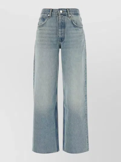 Anine Bing Denim Jeans Belt Loops Faded Wash Design In Blue