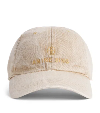 Anine Bing Denim Jeremy Logo Baseball Cap In Neutral