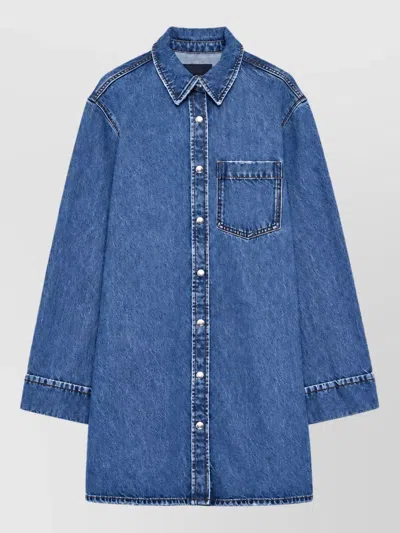 Anine Bing Denim Long-sleeve Dress In Blue