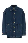 Anine Bing Luna Denim Jacket With Collared Neck In Blue
