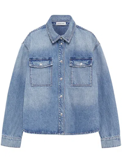 Anine Bing Denim Shirt With Classic Collar And Button-down Front In Blue