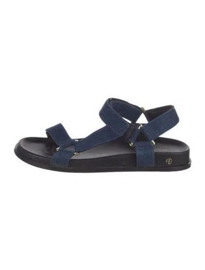 Pre-owned Anine Bing Denim Slingback Sandals In Blue