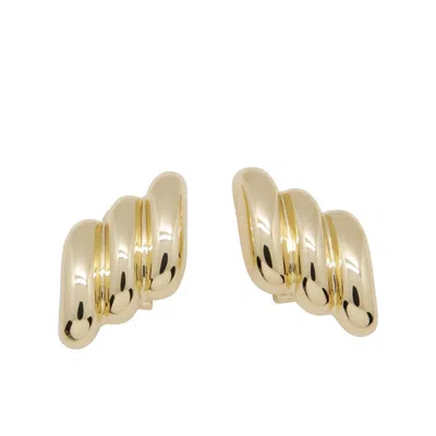 Anine Bing Diagonal Ribbed Gold-tone Clip-on Earrings