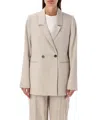 Anine Bing Diana Linen Blend Blazer In Beige
