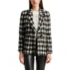 Anine Bing Diana Womens Wool Blend Check Print Double-breasted Blazer In Black