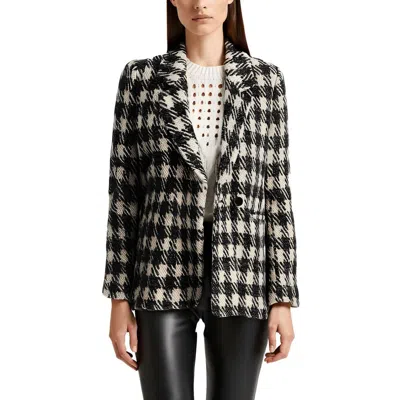 Anine Bing Diana Womens Wool Blend Check Print Double-breasted Blazer In Black