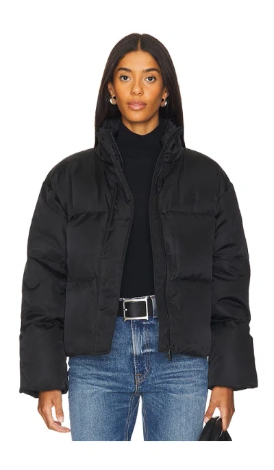 Anine Bing Puffer Jacket Dorian Quilted High Collar In Black