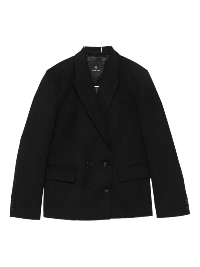 Anine Bing Double-breasted Blazer In Black