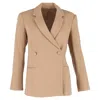 Anine Bing Double Breasted Blazer In Beige Wool In Beige