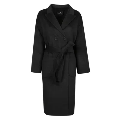ANINE BING DOUBLE-BREASTED LONG COAT WITH NOTCHED LAPEL