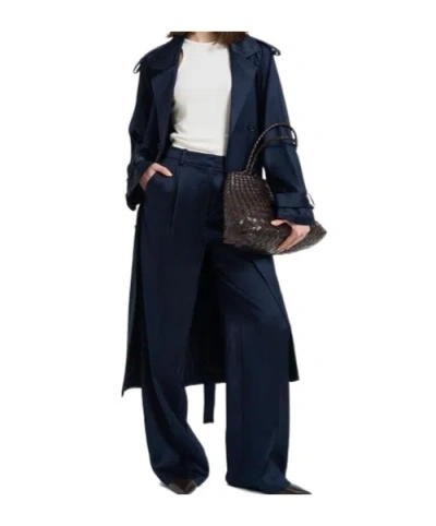 Anine Bing Double-breasted Belted Coat In Blue