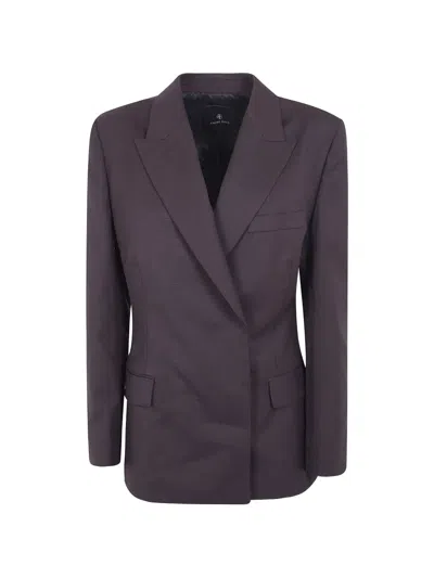 Anine Bing Double-breasted Blazer In Purple
