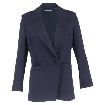 Anine Bing Double-breasted In Blazer In Navy Blue Polyester