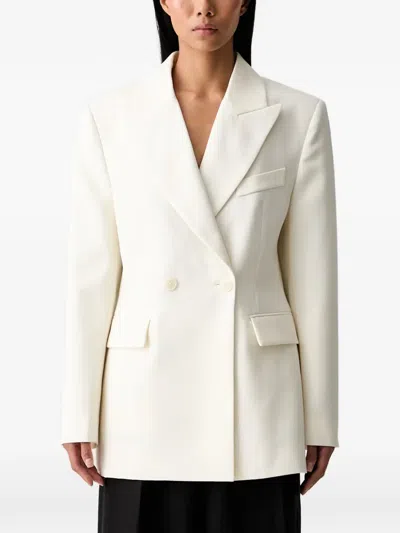 Anine Bing Double-breasted Peaked-lapel Blazer In White