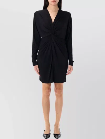 ANINE BING DRAPED MINI DRESS V-NECK TWISTED