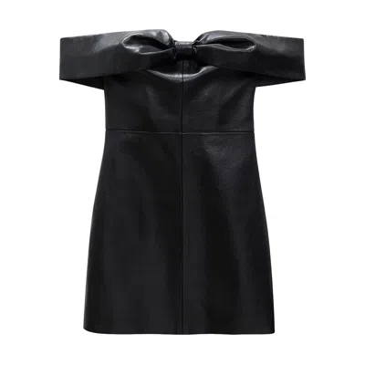 Anine Bing Colleen Mini Dress Recycled Leather In Black