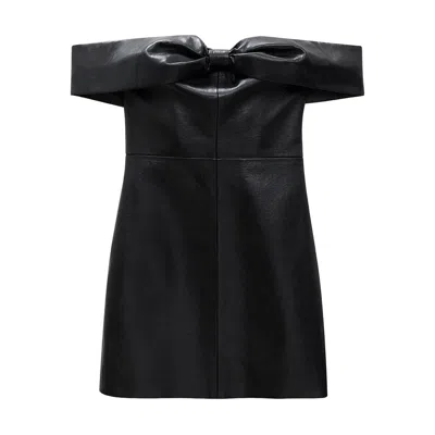 Anine Bing Colleen Mini Dress Recycled Leather In Black