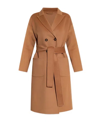 Anine Bing Dylan Belted Double-breasted Coat In Brown