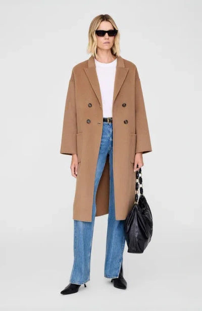 Anine Bing Dylan Cashmere Blend Coat In Brown