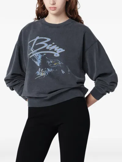Anine Bing Spencer Printed Cotton Sweatshirt In Gray
