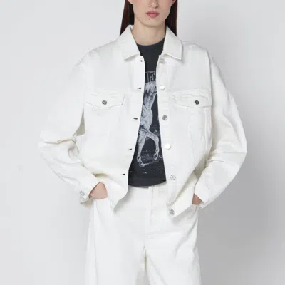 Anine Bing Collared Jacket Chest Pockets Long Sleeves In White
