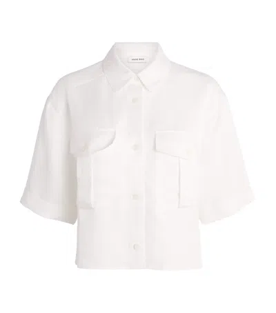Anine Bing Edith Cropped Shirt In White